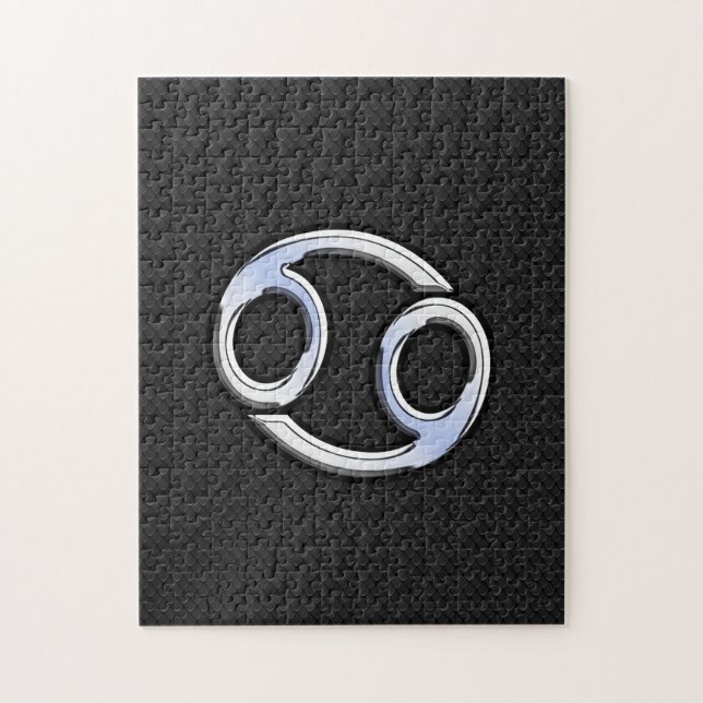 Chrome Like Cancer Zodiac Sign on Snake Skin Style Jigsaw Puzzle (Vertical)