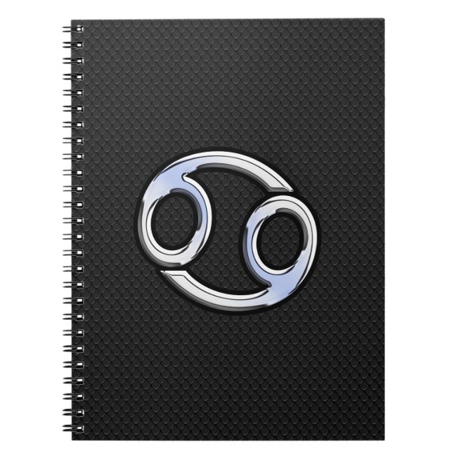 Chrome Like Cancer Zodiac Sign on Snake Skin Style Notebook (Front)