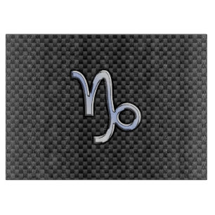 Chrome like Capricorn Sign Black Carbon Fibre Cutting Board