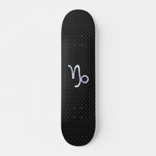 Chrome like Capricorn Zodiac Symbol on Snake Skin Skateboard