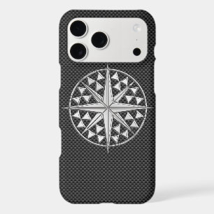 Chrome Like Compass Star on Carbon Fibre Decor
