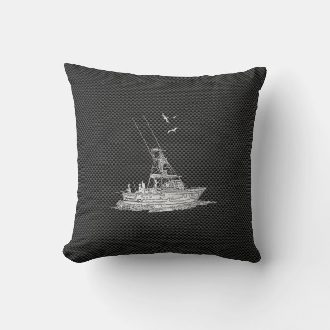 Chrome Like Fishing Boat on Carbon Fibre Cushion (Front)