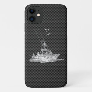 Chrome Like Fishing Boat on Carbon Fibre Decor iPhone 11 Case