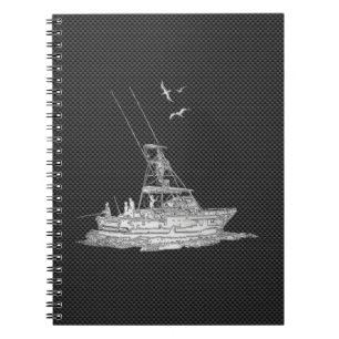Chrome Like Fishing Boat on Carbon Fibre Notebook
