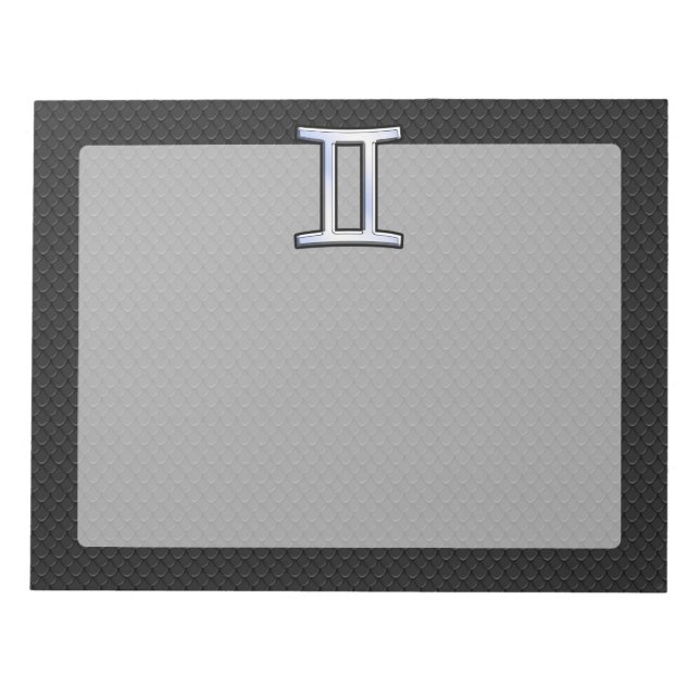 Chrome Like Gemini Zodiac Sign Notepad (Front)