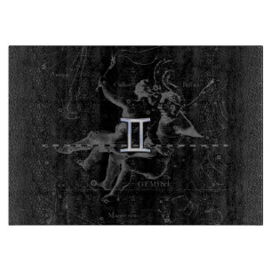 Chrome like Gemini Zodiac Sign on Hevelius 1690 Cutting Board
