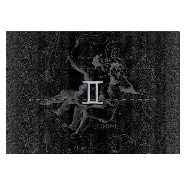 Chrome like Gemini Zodiac Sign on Hevelius 1690 Cutting Board (Front)