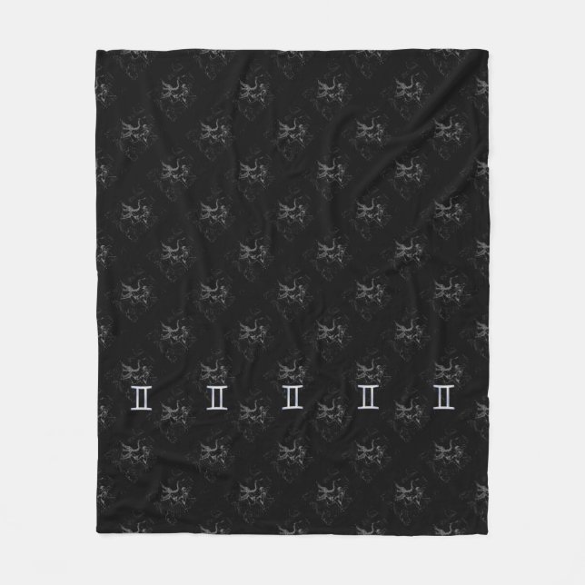 Chrome like Gemini Zodiac Sign on Hevelius Fleece Blanket (Front)