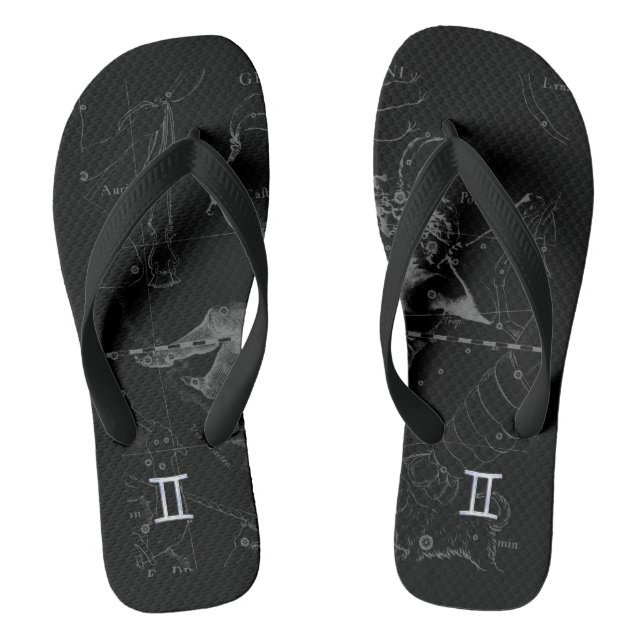 Chrome like Gemini Zodiac Sign on Hevelius Thongs (Footbed)