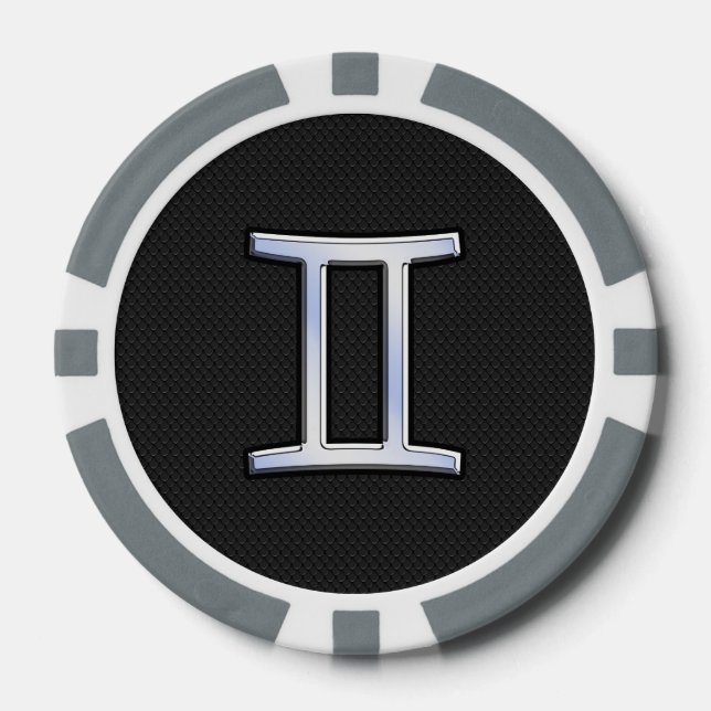 Chrome Like Gemini Zodiac Sign Poker Chips (Front)