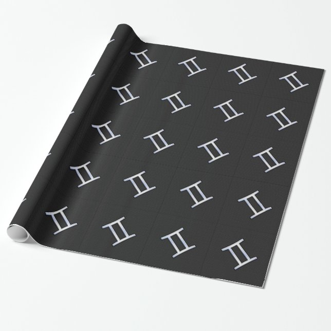 Chrome Like Gemini Zodiac Sign Wrapping Paper (Unrolled)