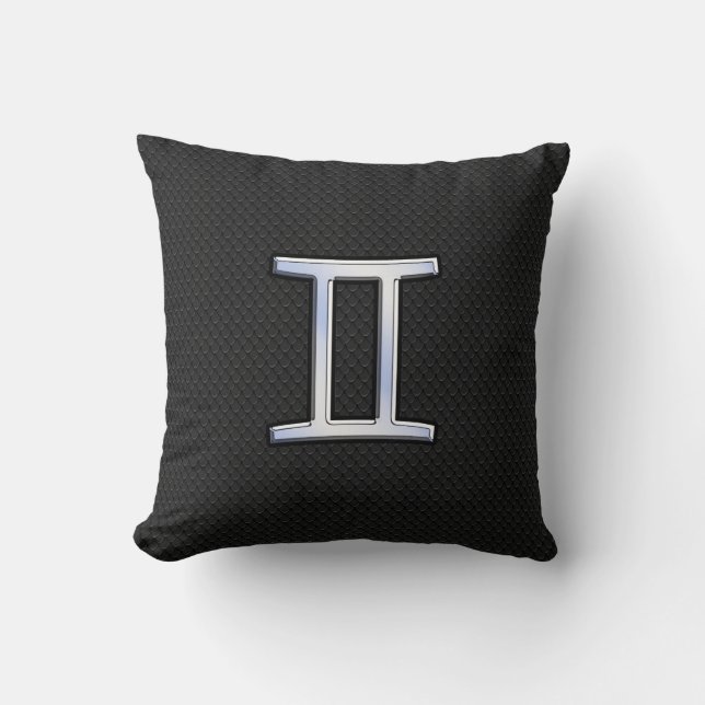 Chrome Like Gemini Zodiac Symbol Cushion (Front)