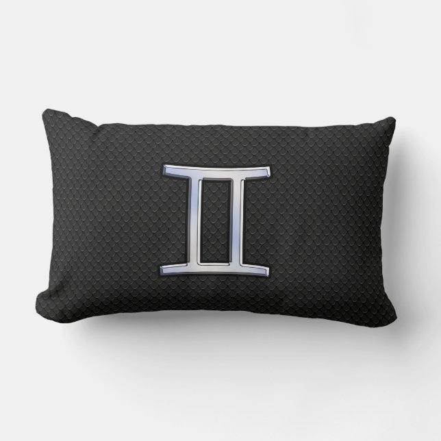 Chrome Like Gemini Zodiac Symbol Lumbar Cushion (Front)