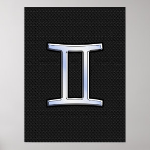 Chrome Like Gemini Zodiac Symbol Poster