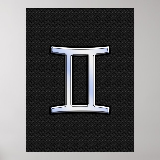 Chrome Like Gemini Zodiac Symbol Poster (Front)