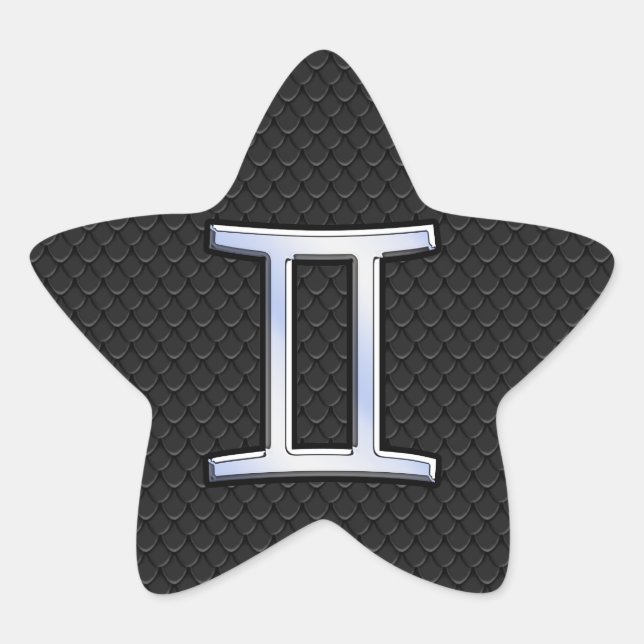 Chrome Like Gemini Zodiac Symbol Star Sticker (Front)