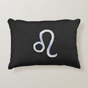 Chrome Like Leo Sign on snake skin Decorative Cushion