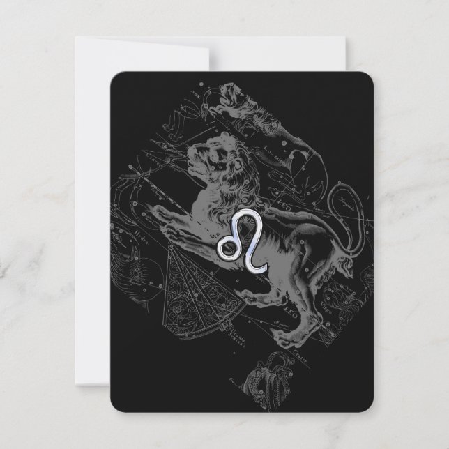 Chrome Like Leo Zodiac Constellation Map Hevelius (Front)
