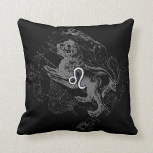 Chrome Like Leo Zodiac Constellation Map Hevelius Cushion