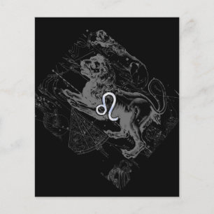 Chrome Like Leo Zodiac Constellation Map Hevelius Flyer