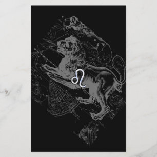 Chrome Like Leo Zodiac Constellation Map Hevelius Flyer