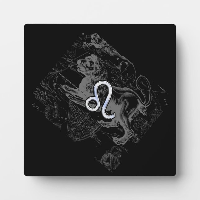 Chrome Like Leo Zodiac Constellation Map Hevelius Plaque (Front)