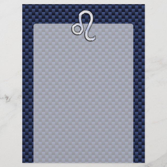 Chrome Like Leo Zodiac Sign Blue Carbon Fibre (Front)
