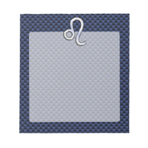 Chrome Like Leo Zodiac Sign Blue Carbon Fibre Notepad