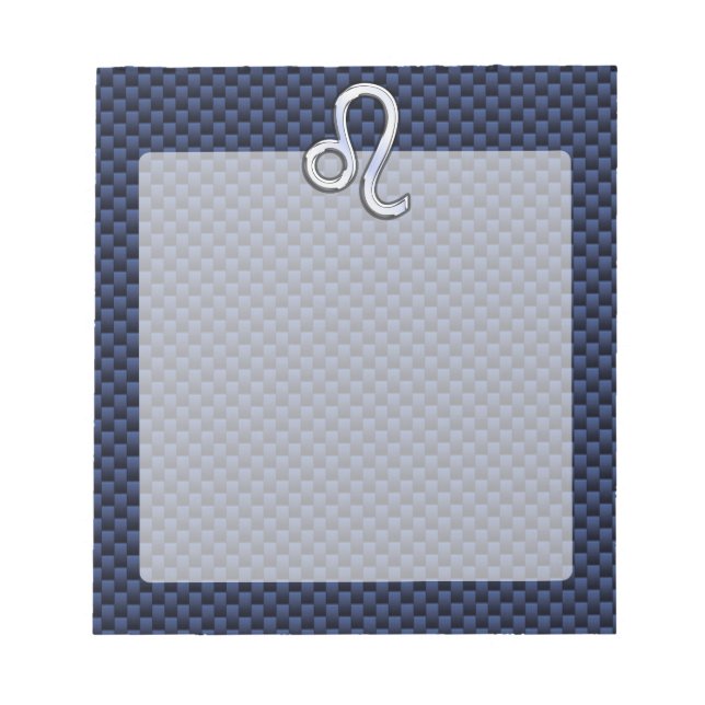 Chrome Like Leo Zodiac Sign Blue Carbon Fibre Notepad (Front)