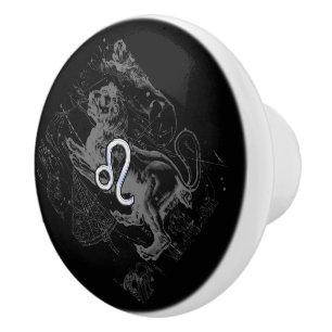 Chrome like Leo Zodiac Sign on Hevelius 1690 Ceramic Knob