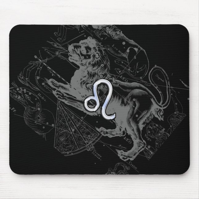 Chrome like Leo Zodiac Sign on Hevelius 1690 Mouse Pad (Front)