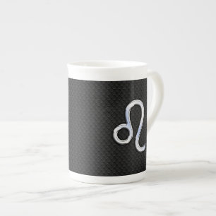 Chrome Like Leo Zodiac Sign on snake skin Bone China Mug