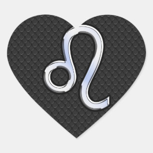 Chrome Like Leo Zodiac Sign on snake skin Heart Sticker