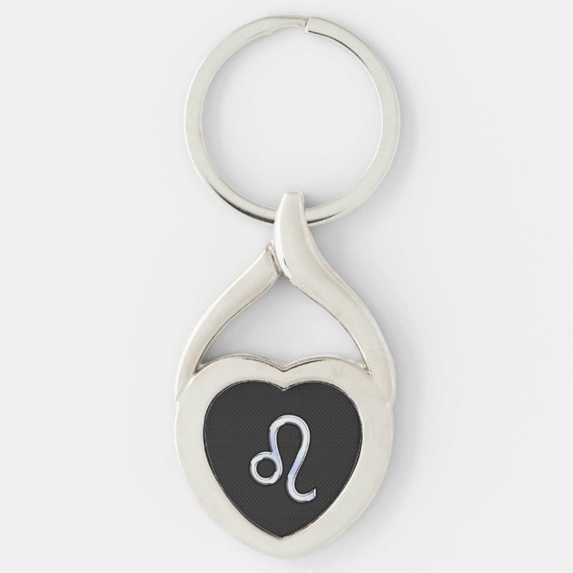 Chrome Like Leo Zodiac Sign on snake skin Key Ring (Front)