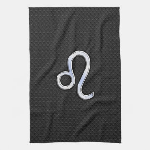 Chrome Like Leo Zodiac Sign on snake skin Tea Towel