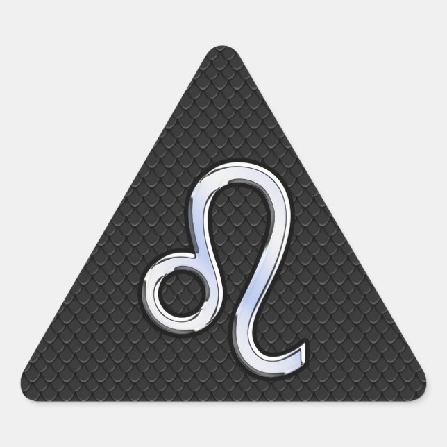 Chrome Like Leo Zodiac Sign on snake skin Triangle Sticker (Front)