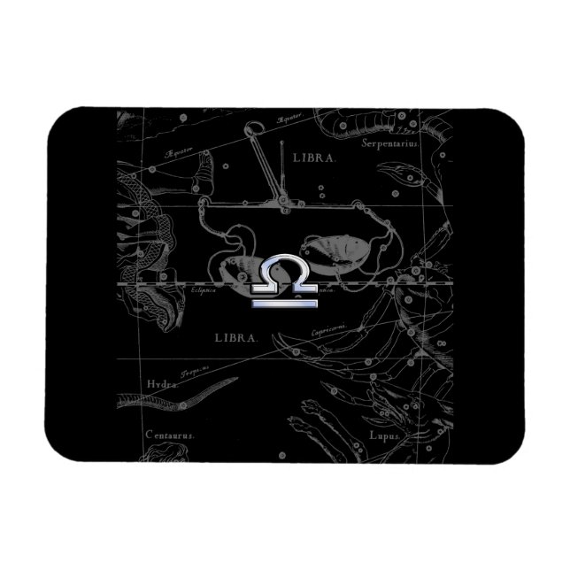 Chrome like Libra Zodiac Sign on Hevelius Magnet (Horizontal)
