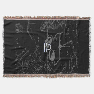 Chrome like Libra Zodiac Symbol on Hevelius Throw Blanket