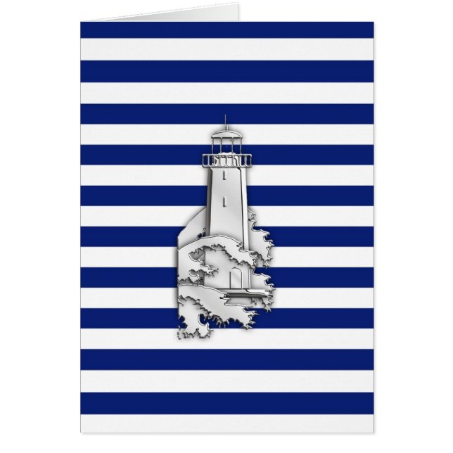 Chrome Like Lighthouse on Nautical Stripes (Front)