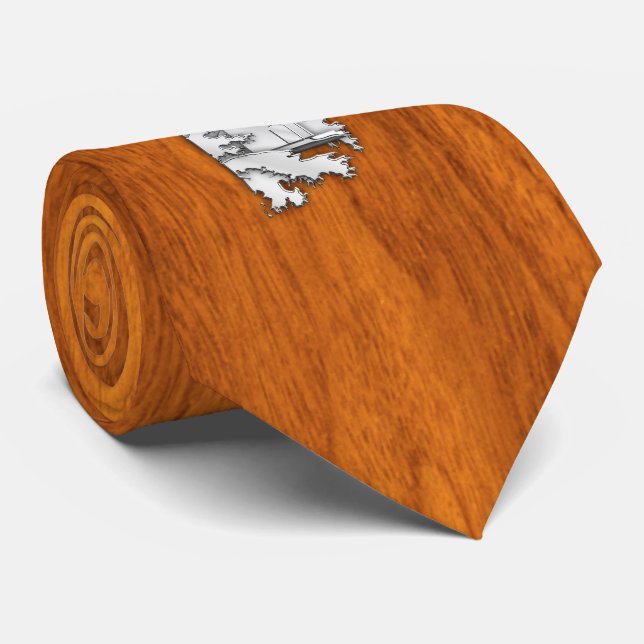 Chrome like Lighthouse on Teak Wood print Tie (Rolled)