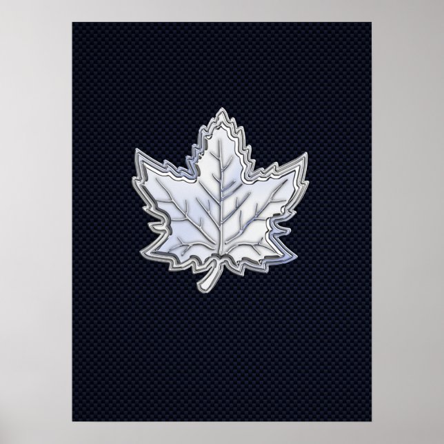 Chrome Like Maple Leaf Carbon Fibre Print (Front)