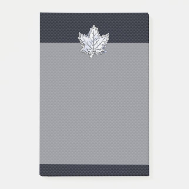 Chrome Like Maple Leaf Carbon Fibre Print Post-it Notes (Front)