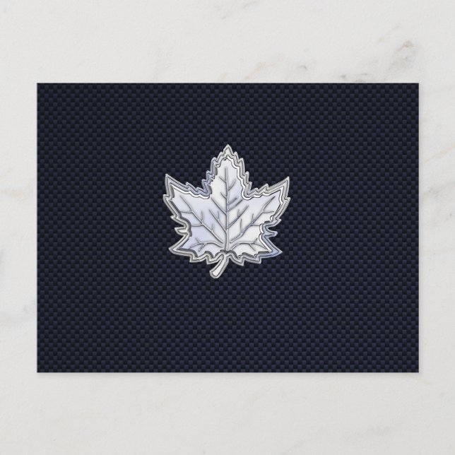 Chrome Like Maple Leaf Carbon Fibre Print Postcard (Front)
