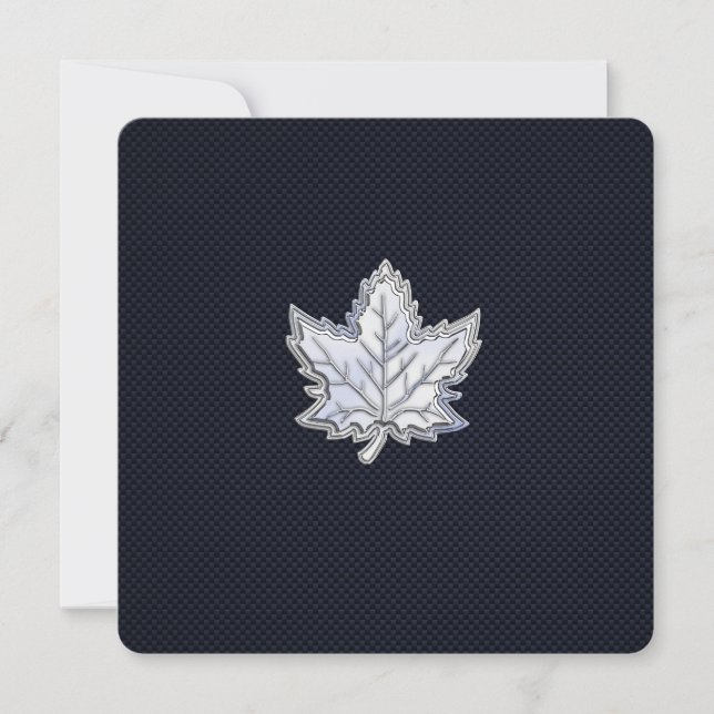 Chrome Like Maple Leaf on Carbon Fiber Print (Front)