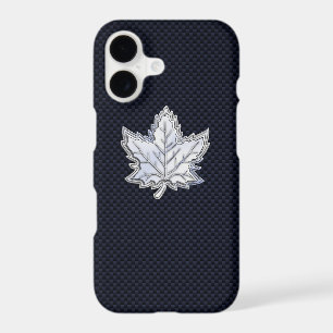 Chrome Like Maple Leaf on Carbon Fibre Print