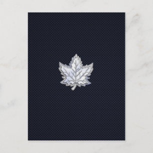 Chrome Like Maple Leaf on Carbon Fibre Print Postcard