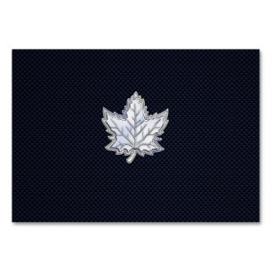 Chrome Like Maple Leaf on Carbon Fibre Print Table Number