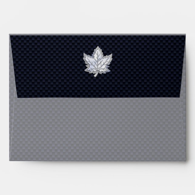 Chrome Like Maple Leaf on Carbon Fibre style Envelope (Back (Top Flap))