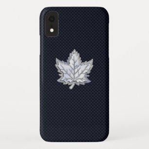 Chrome Like Maple Leaf on Carbon Fibre Stylish iPhone XR Case