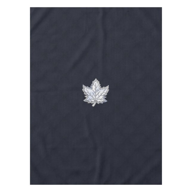 Chrome Like Maple Leaf on racy Carbon Fibre Print Tablecloth (Front)